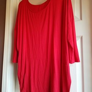 Red piko top, L/XL